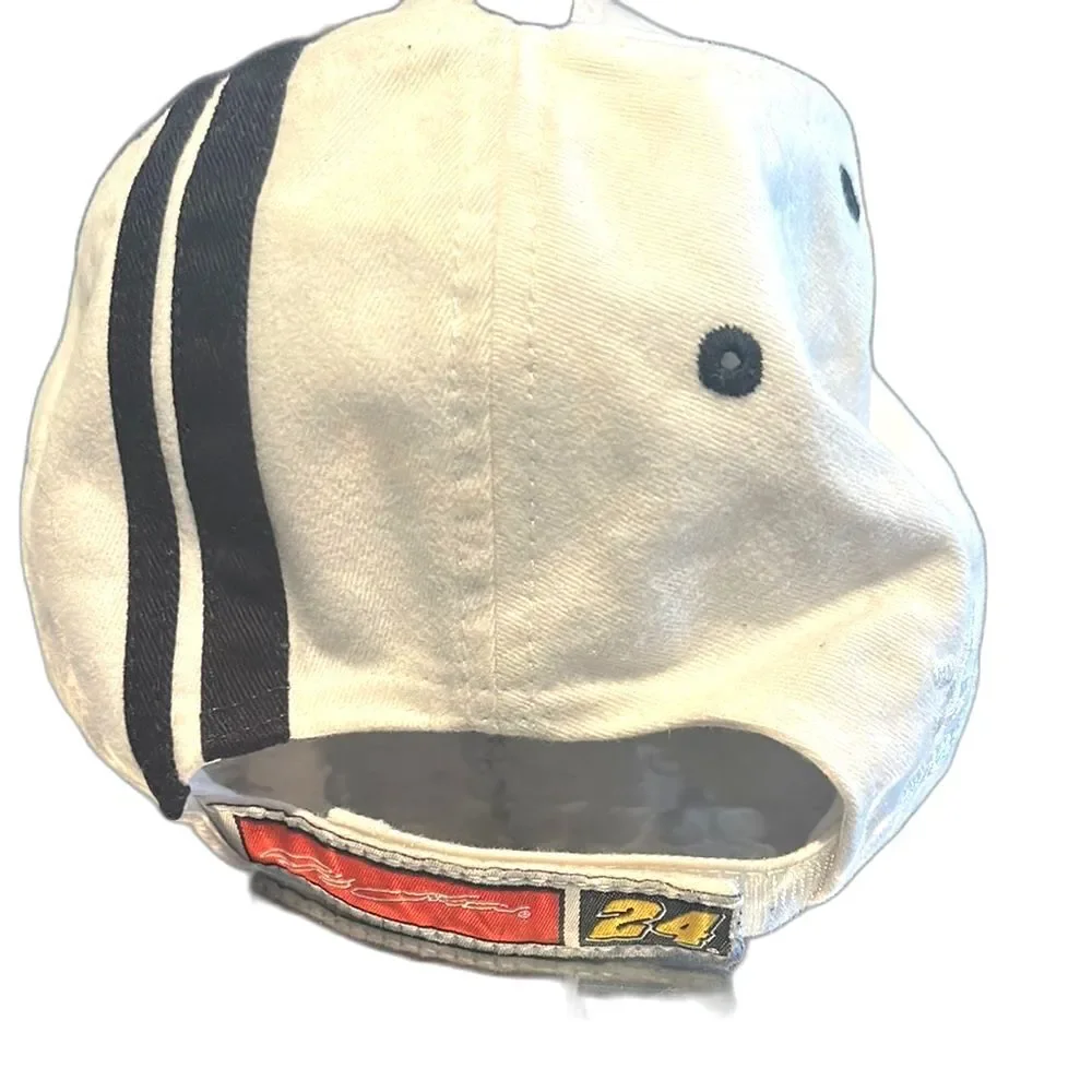 Jeff Gordon NASCAR Hat Racing 24 Striped Patch Baseball white black red